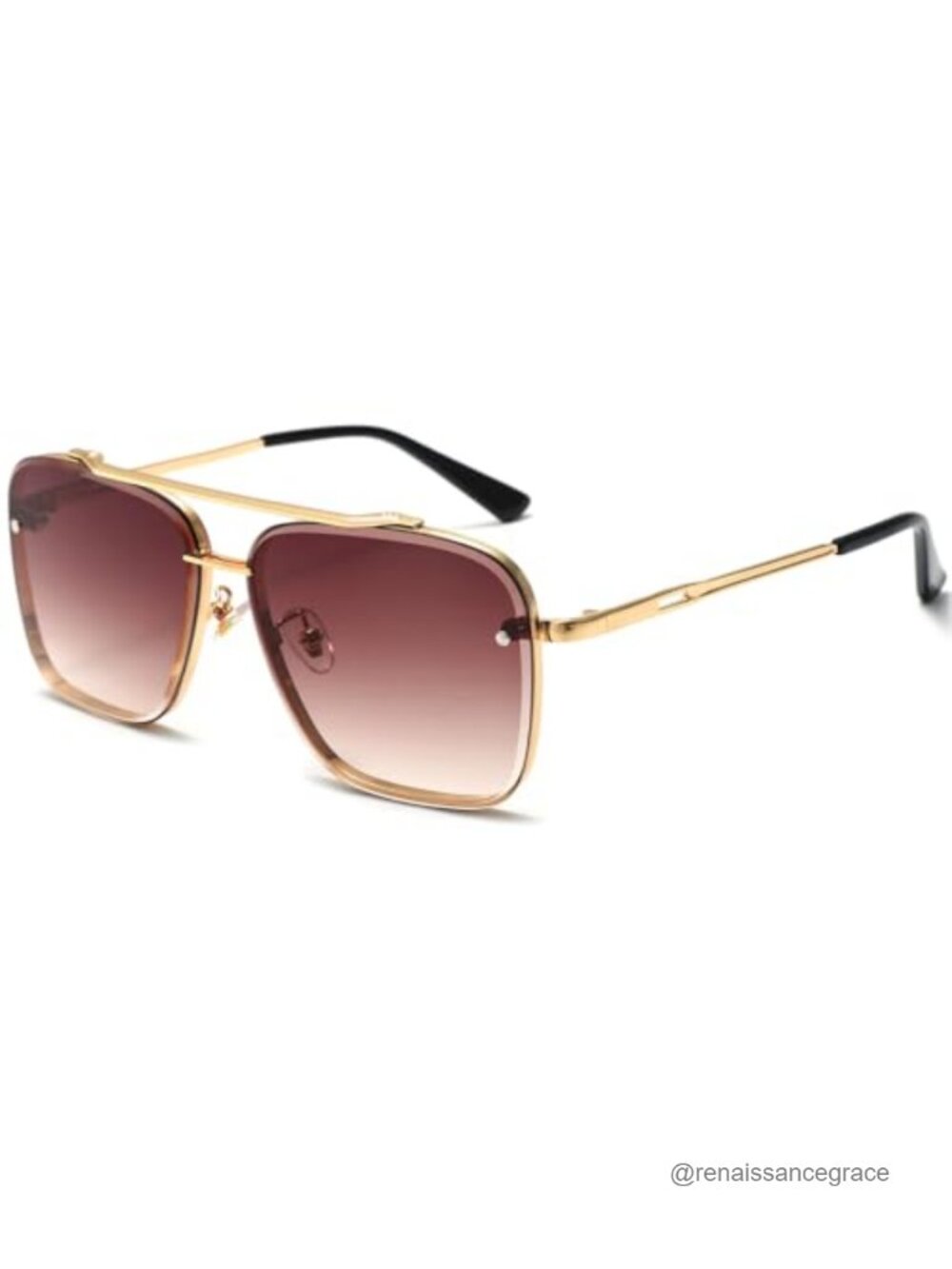 Oversized Square Aviator Sunglasses Metal Frame Gradient Shades UV Protection